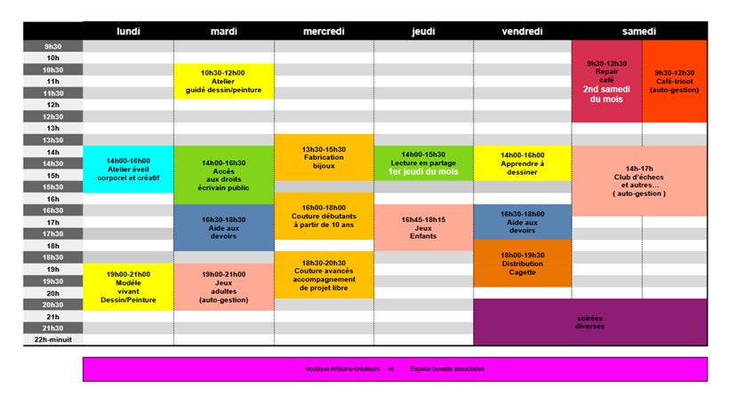 Planning hebdo - la placette