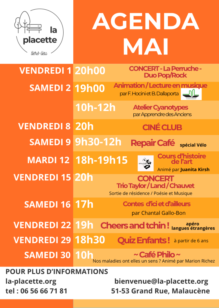 Programme du mois de mai à La placette
